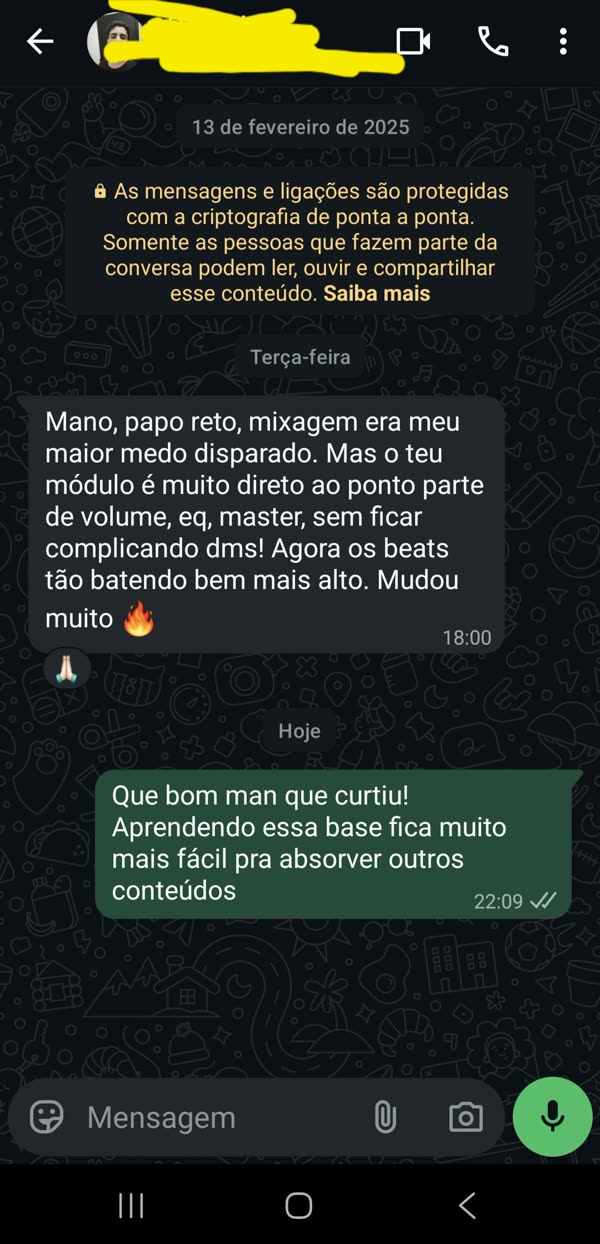 Print de conversa de aluno no WhatsApp
