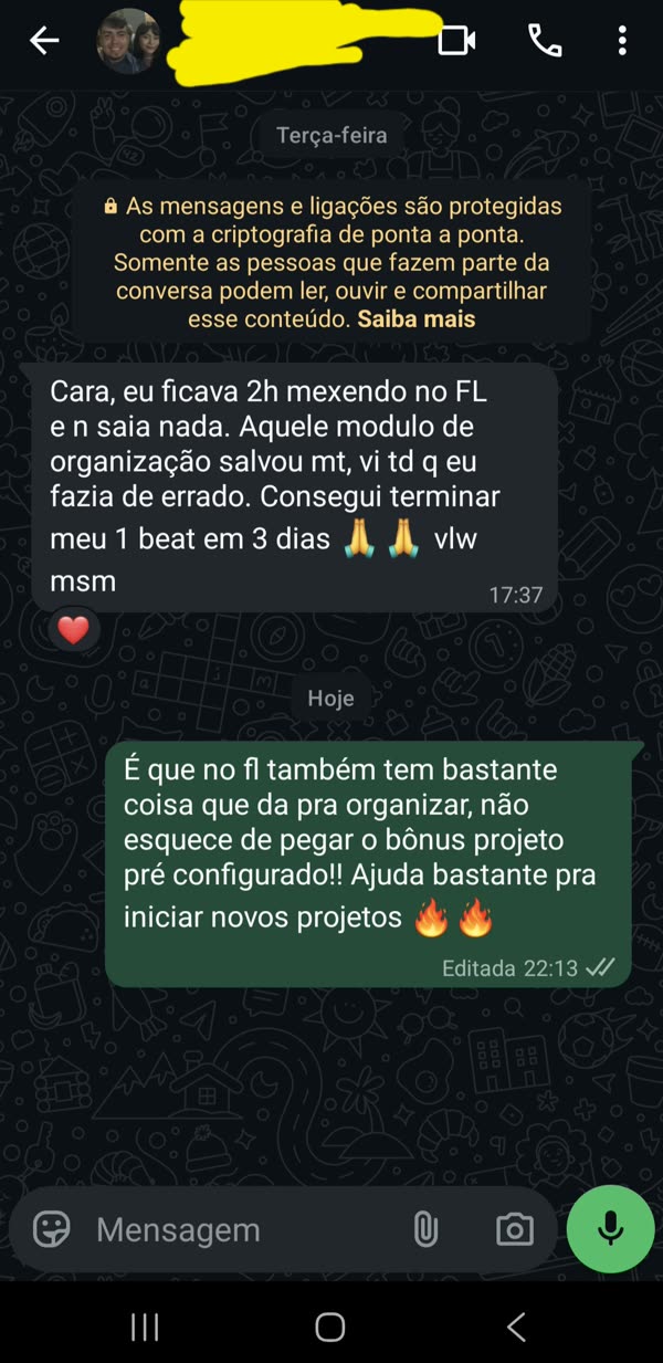 Print de conversa de aluno no WhatsApp